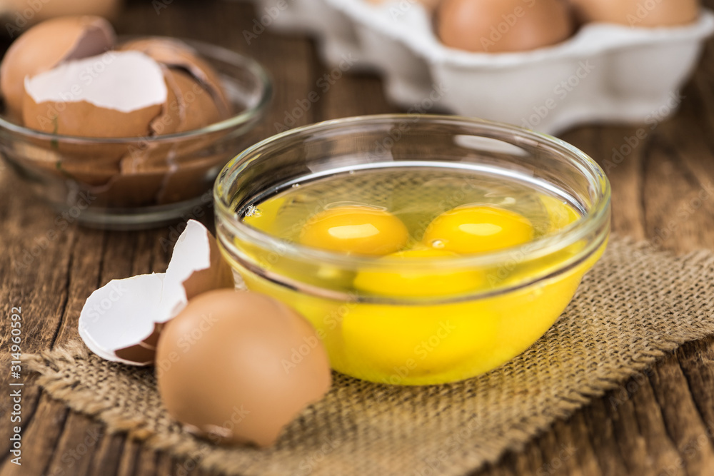 Raw Eggs on an old wooden table (selective focus) Raw Eggs on an old wooden table (selective focus)