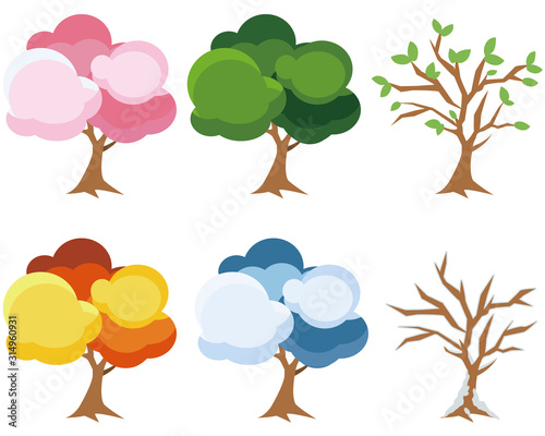 イラスト素材 四季 春夏秋冬 オールシーズン 木 ベクター Stock Vector Adobe Stock