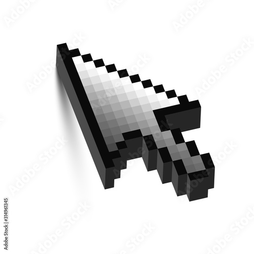 3D mouse arrow cursor with shadow. Vector.