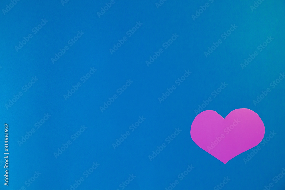 blue background with heart and place for text, for Valentine's day
