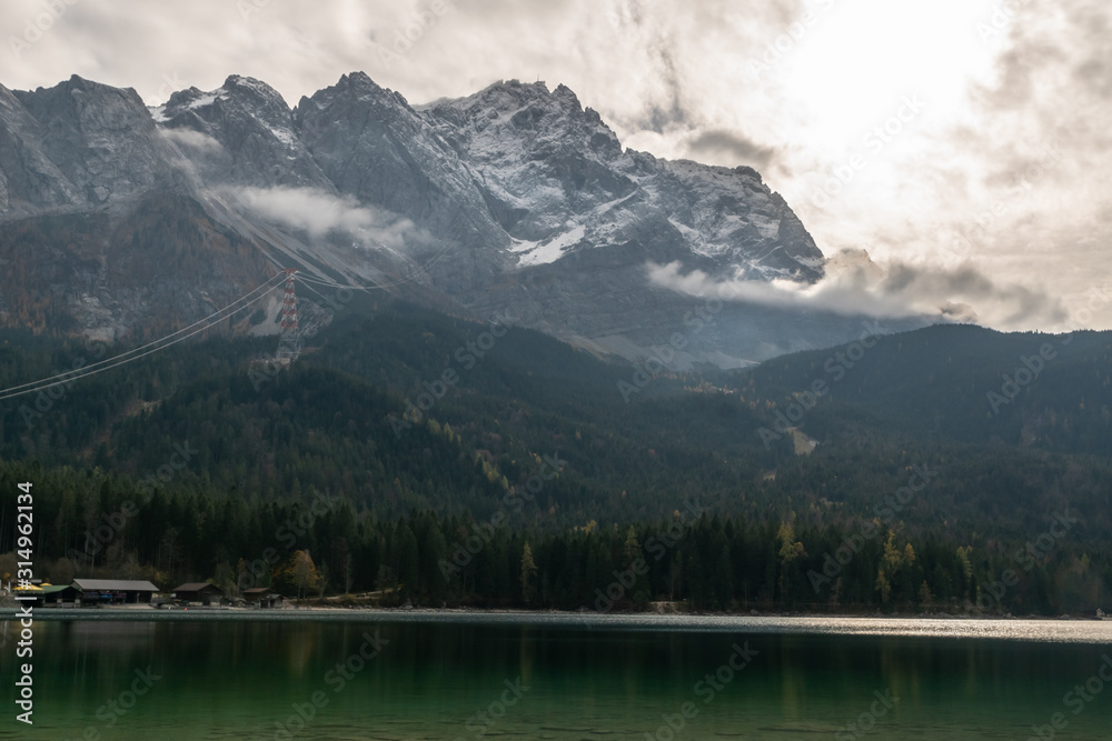 Landscape with the highest mountain peak in Germany, Zugspitze