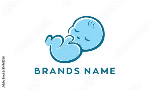Cute baby simple modern vector logo