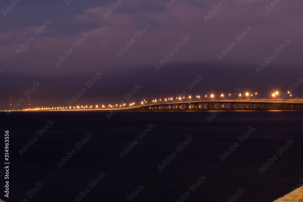 Bridge from Tampa to St Petersburg, early morning before sunrise