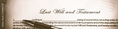  Last Will And Testament Document With Pen - Death And Inheritance Concept