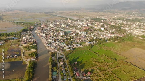 Aerial view of Nyaung Shwe at Inle Lake photo