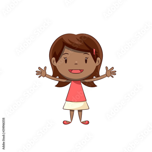 Happy little girl open arms