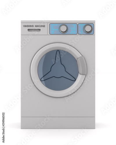 washing machine on white ba...