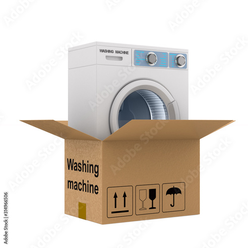 washing machine into box on...