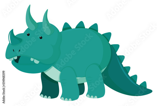 Single picture of triceratops in green