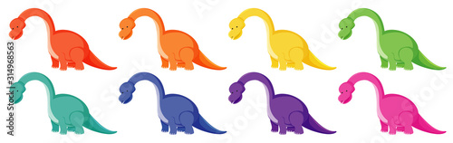 Brachiosaurus in eight different colors