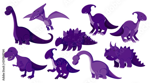 Large set of different types of dinosaurs
