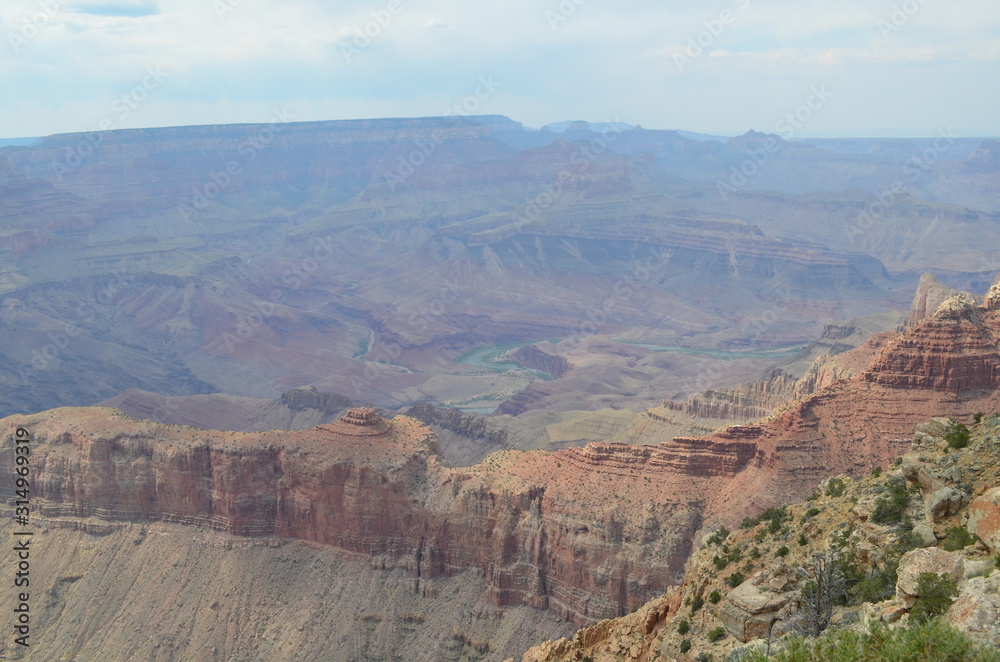 Early Summer in Arizona: Unkar Creek, Colorado River and the Unkar Delta North of Escalante Butte (Foreground) As Seen From Lipan Point Along Desert View Drive on the Grand Canyon South Rim