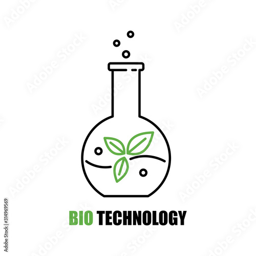 Bio Technology icon. Outline thin line flat illustration. Isolated on white background. 