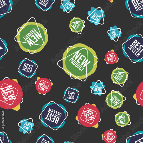 Sticker with the new text seamless pattern