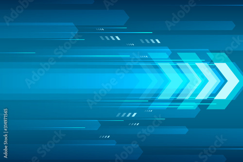 Arrow speed abstract blue background, communication data transfer technology concept.