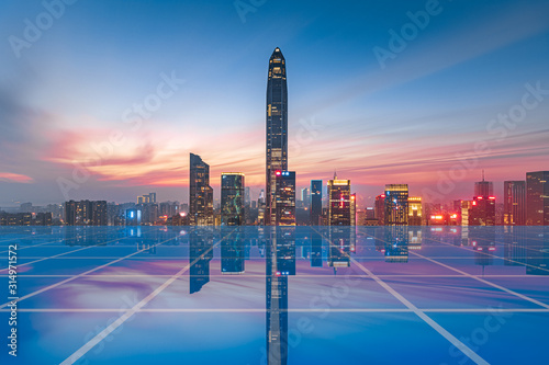 Urban skyline and 5g big data concept in Futian District, Shenzhen photo