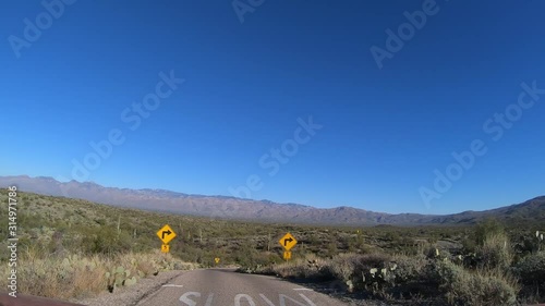 POV Driving on the loop road in Saguaro National Park in the Sonora Desert in southern Arizona photo