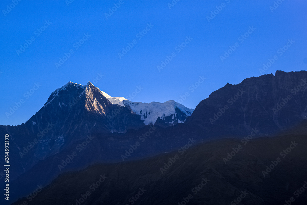 Snow-covered Mountain With Blue Sky, Cloud and Fog