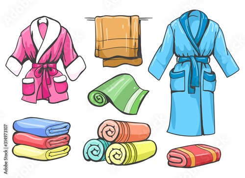 Towels and bathrobes set