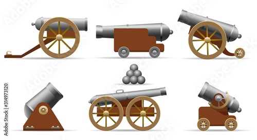 Antique pirate cannons set