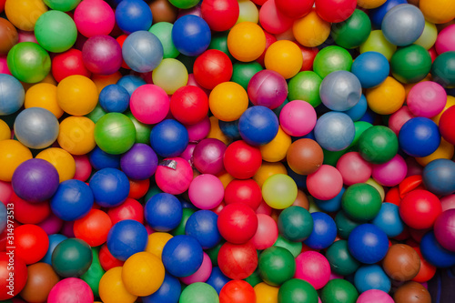 many multi-colored plastic balls in the children's playroom