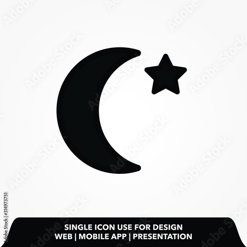 Night, Moon, vector icon on white background