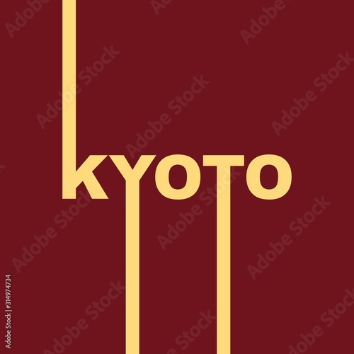 Image relative to Japan travel theme. Kyoto city name in geometry style design. Creative typography poster concept.