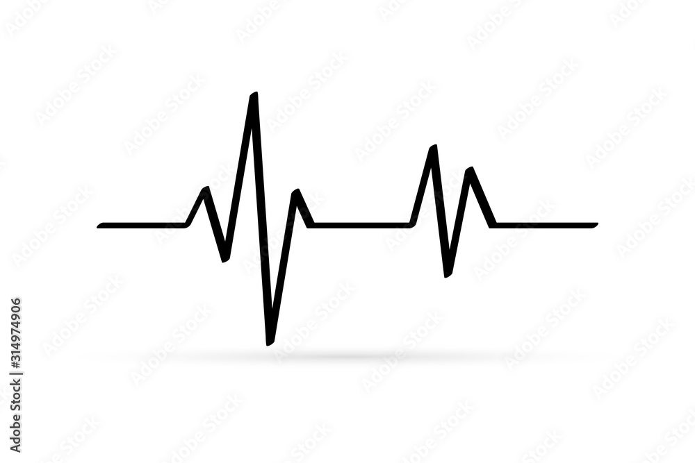 Outline heartbeat icon isolated on white, medicine sign, sketch vector stock illustration