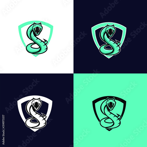 blue viper snake sport logo design