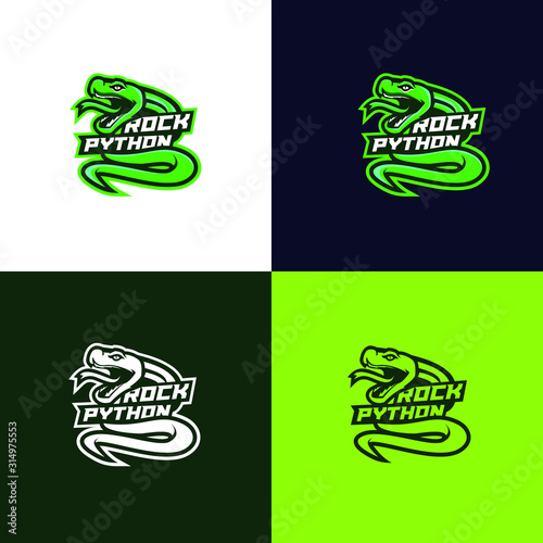 head python snake sport logo design 