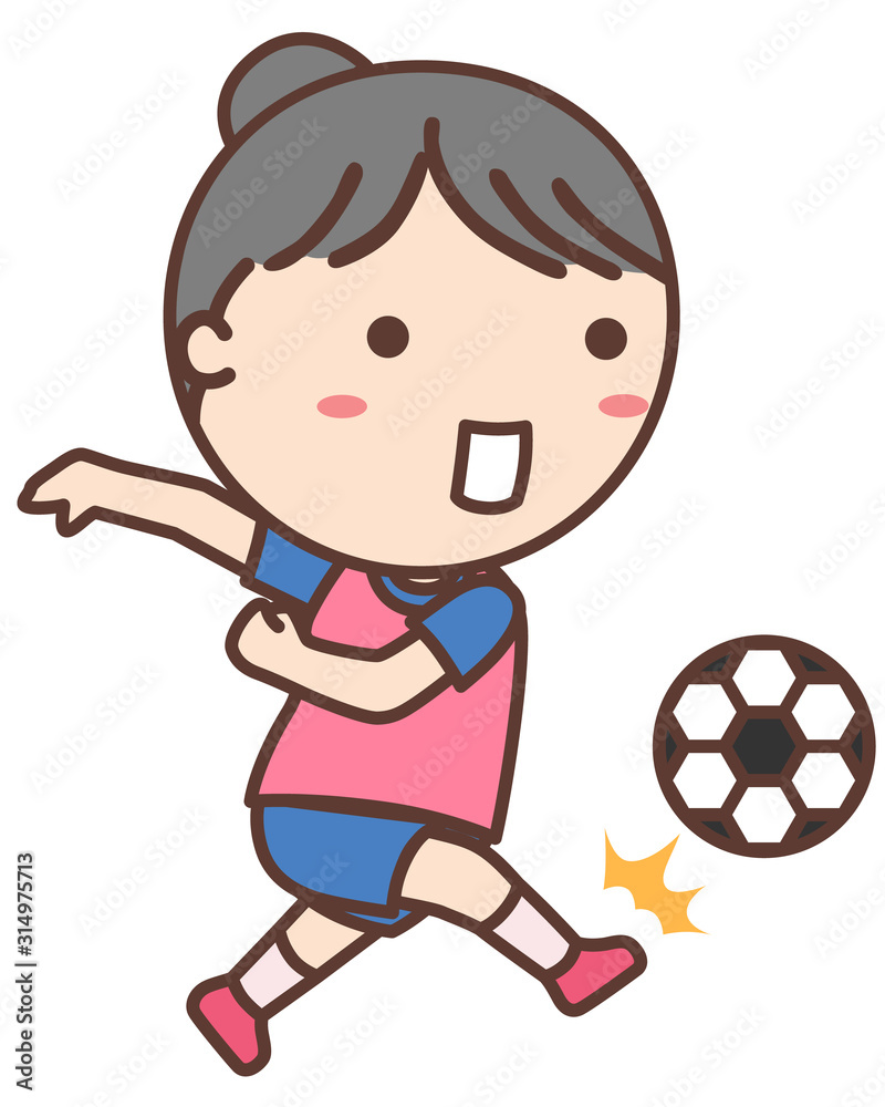 サッカーをする女の子 サッカーをする女の子