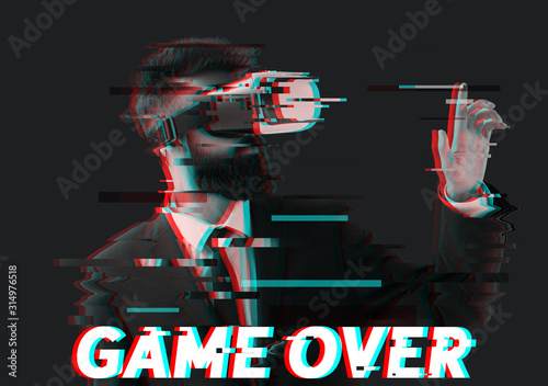 Businessman wearing virtual...