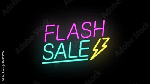 Flash Sale neon sign banner background for promotion video.