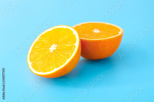 Sweet cut orange on color background