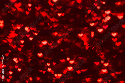 Valentines Day banner background made of many red hearts. Copyspace. Love concept.