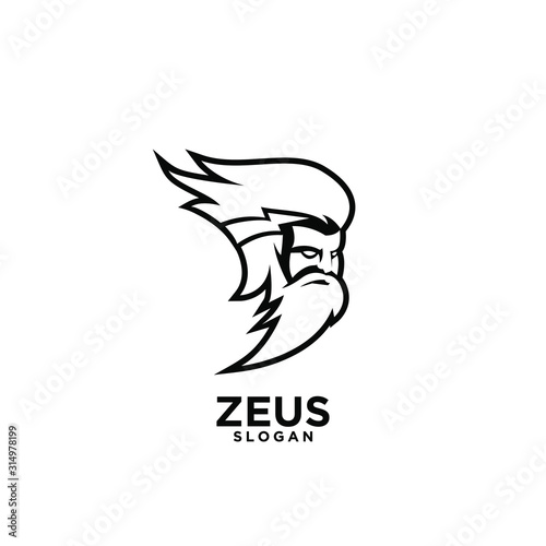 Zeus god head black logo design