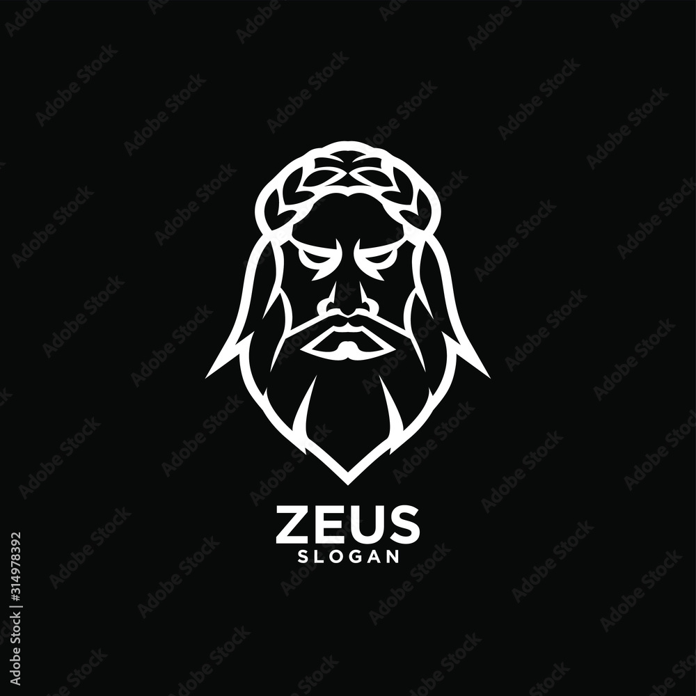 Zeus god head black logo design