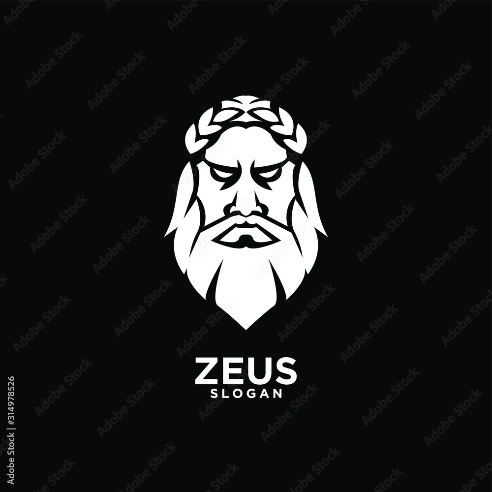Zeus god head black logo design Zeus god head black logo design