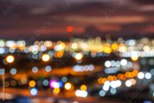 Wallpaper Mural colorful bokeh lights from lamp over city, in vintage film color style Torontodigital.ca