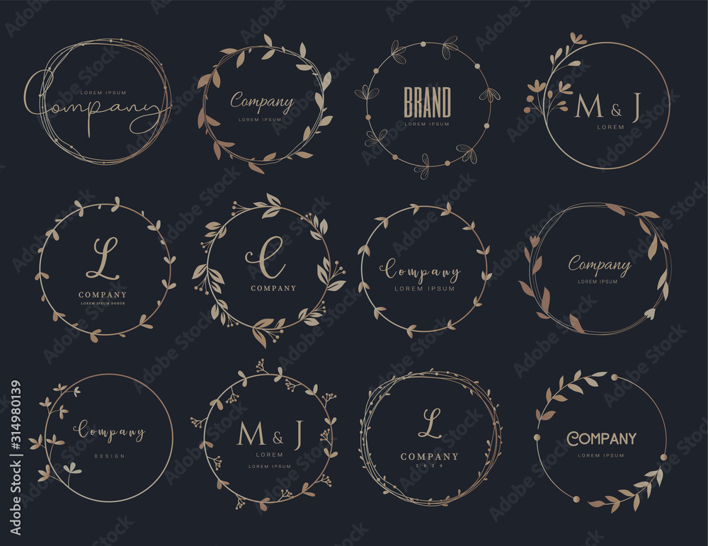Vector floral border and logo design templates hand drawn style.vector illustration Vector floral border and logo design templates hand drawn style.vector illustration