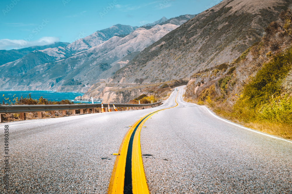 Famous Highway 1 at Big Sur, California Central Coast, USA