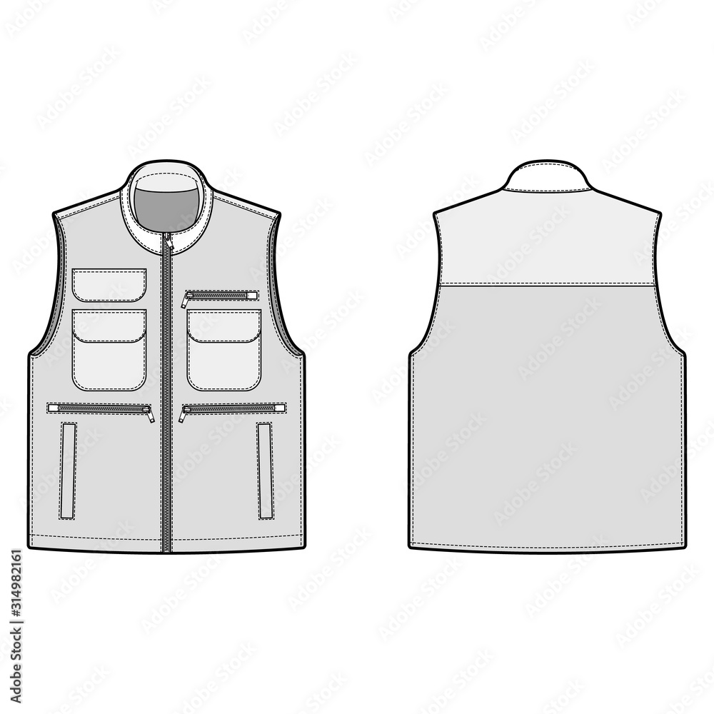 Utility Vest fashion flats template Stock Vector Adobe Stock Utility Vest fashion flats template Stock Vector Adobe Stock