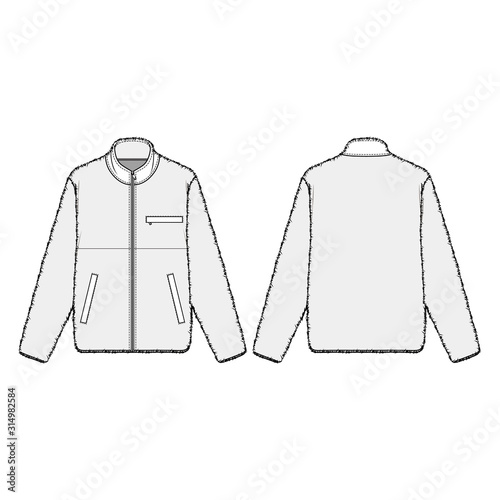Fleece Jacket fashion flats template 