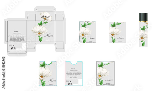 Packaging design, luxury perfume box,  pocket perfume and deo design template and mock up box. Illustration vector.