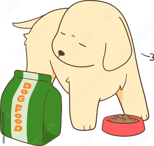 ゴールデンレトリバーの子犬（ドッグフードを食べない）