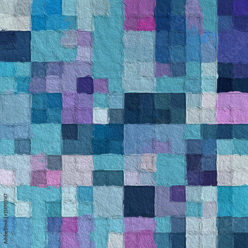 colorful abstract mosaic with a rough texture background. colorful square pattern background. Picture for creative wallpaper or design art work. Backdrop have copy space for text.