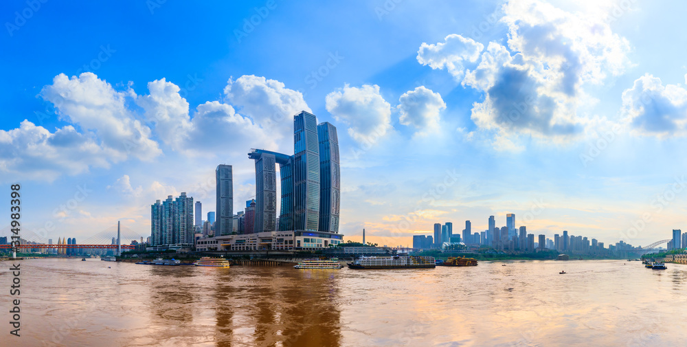 Chaotianmen wharf skyline and buildings in Chongqing,China.panoramic view. Chaotianmen wharf skyline and buildings in Chongqing,China.panoramic view.