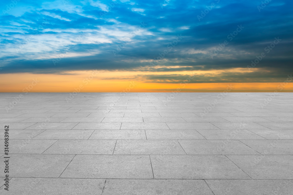 Empty floor tiles and sky natural landscape