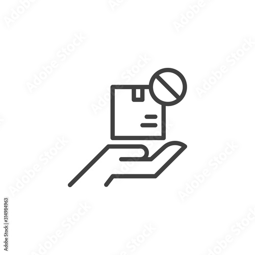 Delivery status unavailable line icon. linear style sign for mobile concept and web design. Parcel box not delivered outline vector icon. Symbol, logo illustration. Vector graphics