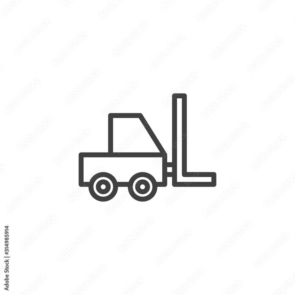 Forklift Truck line icon. linear style sign for mobile concept and web design. Shipping and Delivery Loader truck outline vector icon. Symbol, logo illustration. Vector graphics